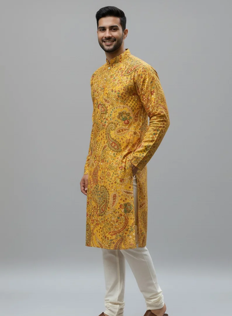 Lehar The Saffron Paisley Kurta Set