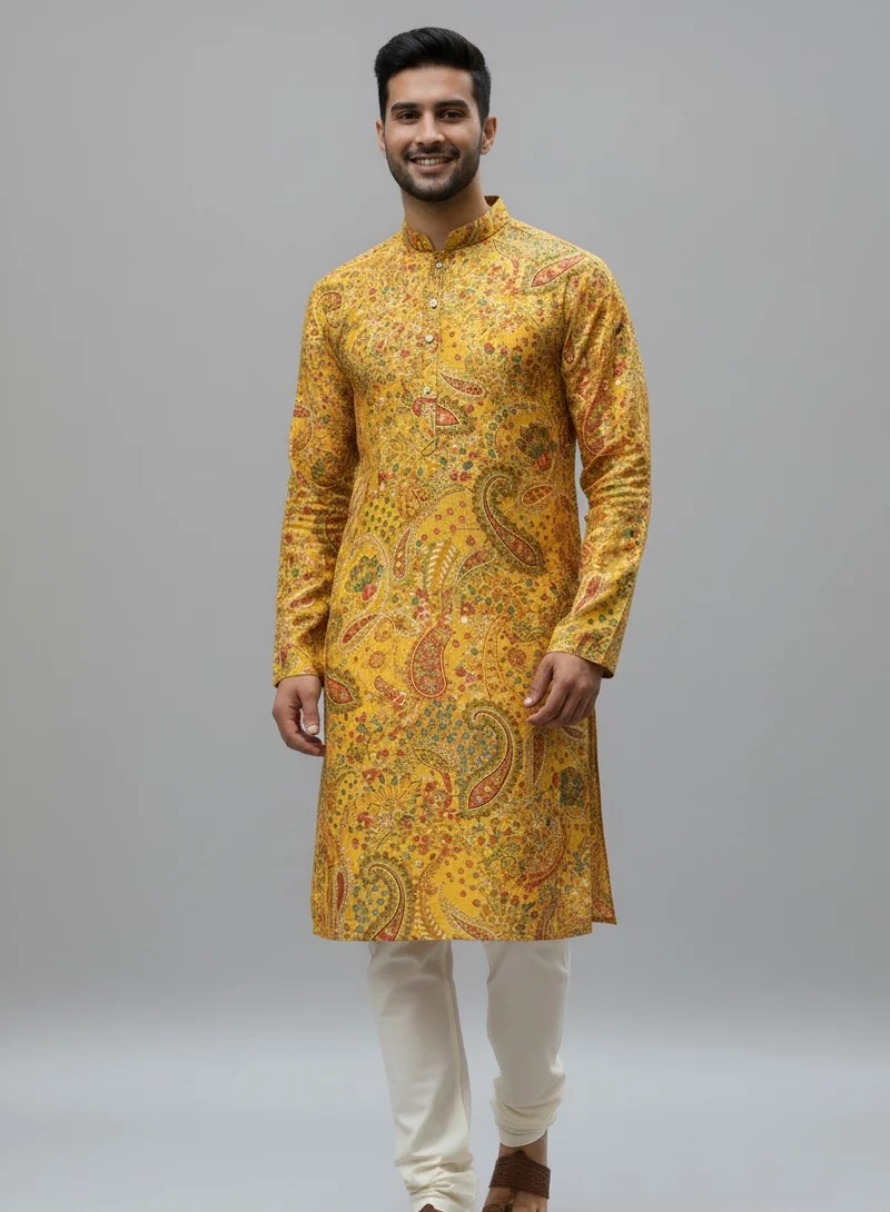 Lehar The Saffron Paisley Kurta Set