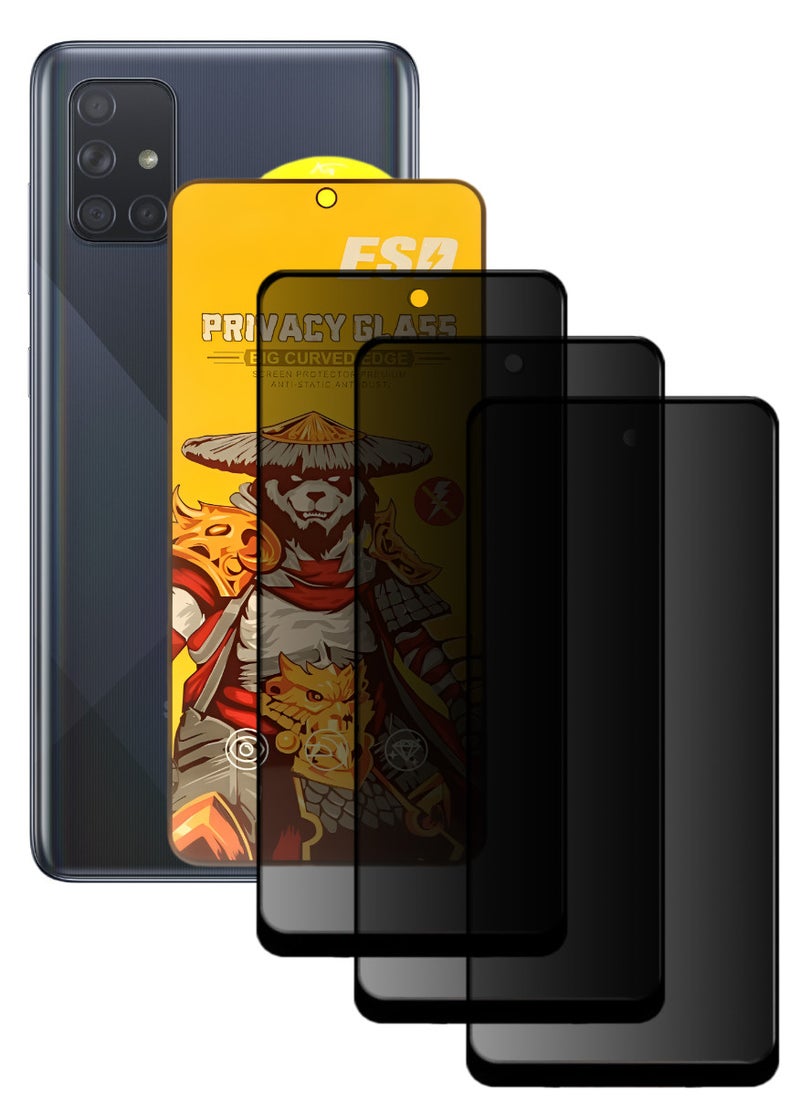 ESD 3 Pieces Tempered Dustproof Privacy Glass Screen Protector Compatible For Samsung Galaxy A71 - Image 1