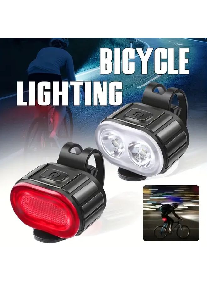 USB Charging LED Bicycle Lights ABS Material Cycling Headlight Taillight Set - Image 2