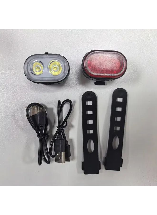 USB Charging LED Bicycle Lights ABS Material Cycling Headlight Taillight Set - Image 1
