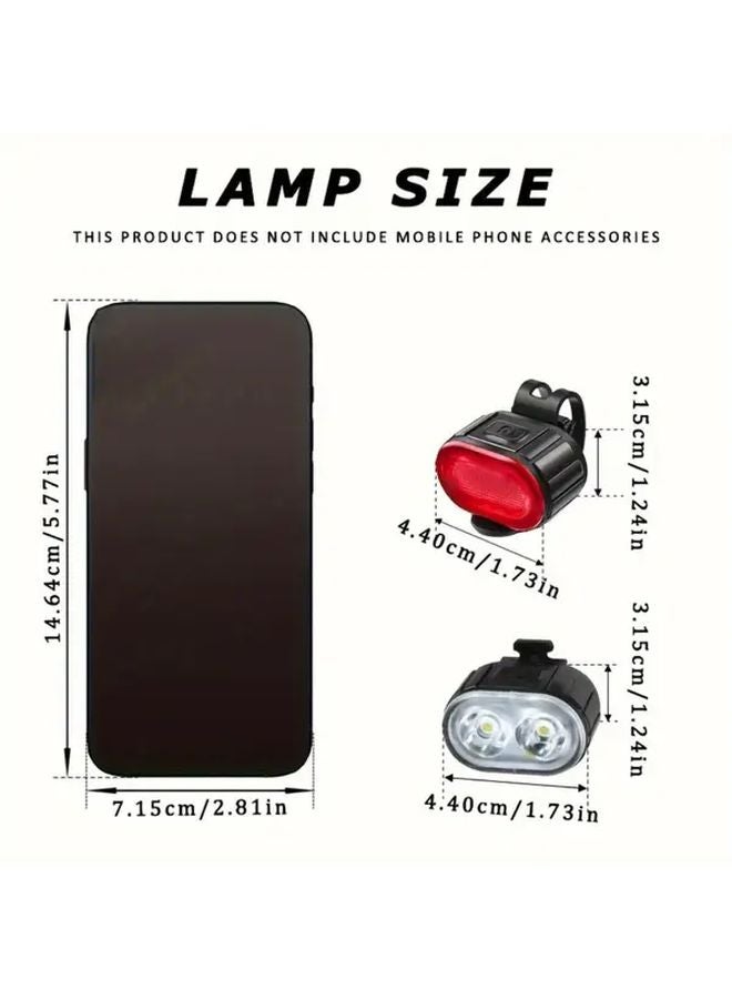 USB Charging LED Bicycle Lights ABS Material Cycling Headlight Taillight Set - Image 3