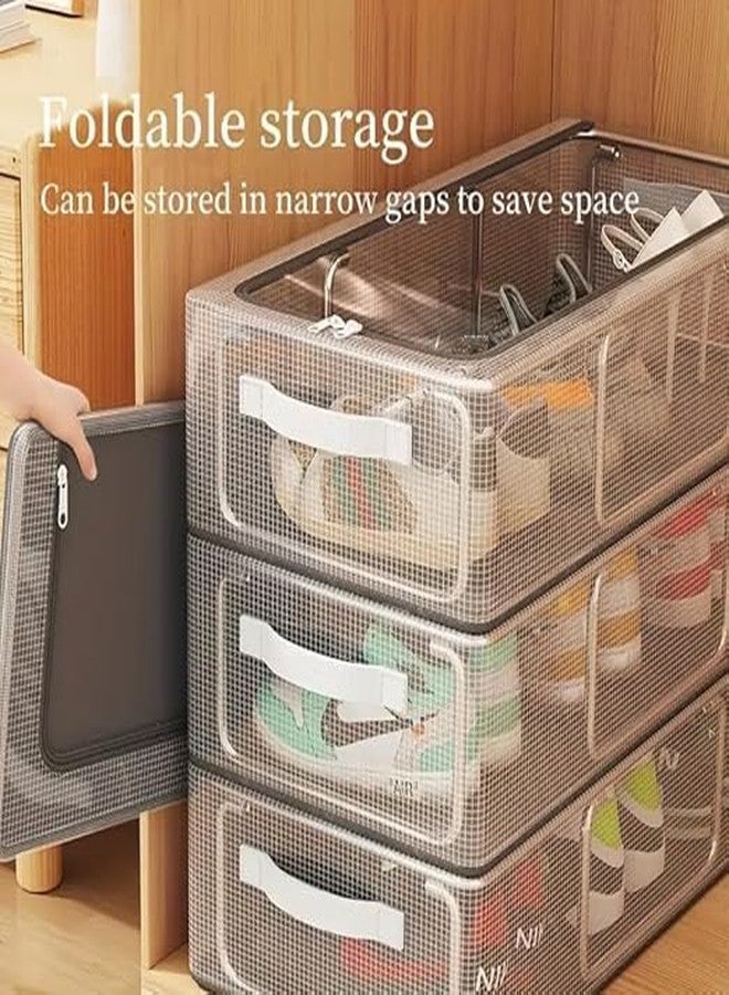 Parssufy Shoe Storage Box, Shoe Organizer for Closet, Clear Plastic Stackable Shoe Boxes, Space Saving Foldable Sneaker Shoe Rack Containers Bin Holder (3), 60X30X15 Cm - Image 5