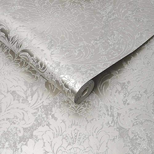 Graham & Brown Milan Damask Rose Gold and Grey Wallpaper - Image 3