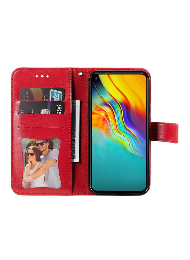 إيروريكس جراب جلدي من البولي يوريثان بتصميم نقش زهور 7 بتلات مع حامل وفتحات للبطاقات ومحفظة وإطار صورة لهاتف Infinix Hot 9 / Note 7 Lite / X655C - Image 4