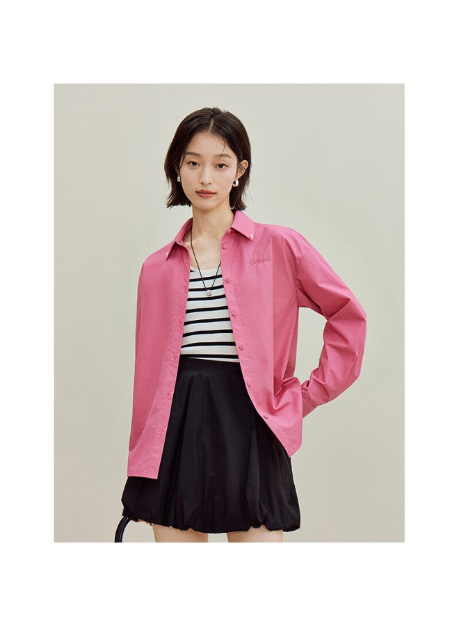 Inman Commuter Poplin Shirt Autumn Women's New French Simple Loose Long Sleeve Shirt Rococo Pink M