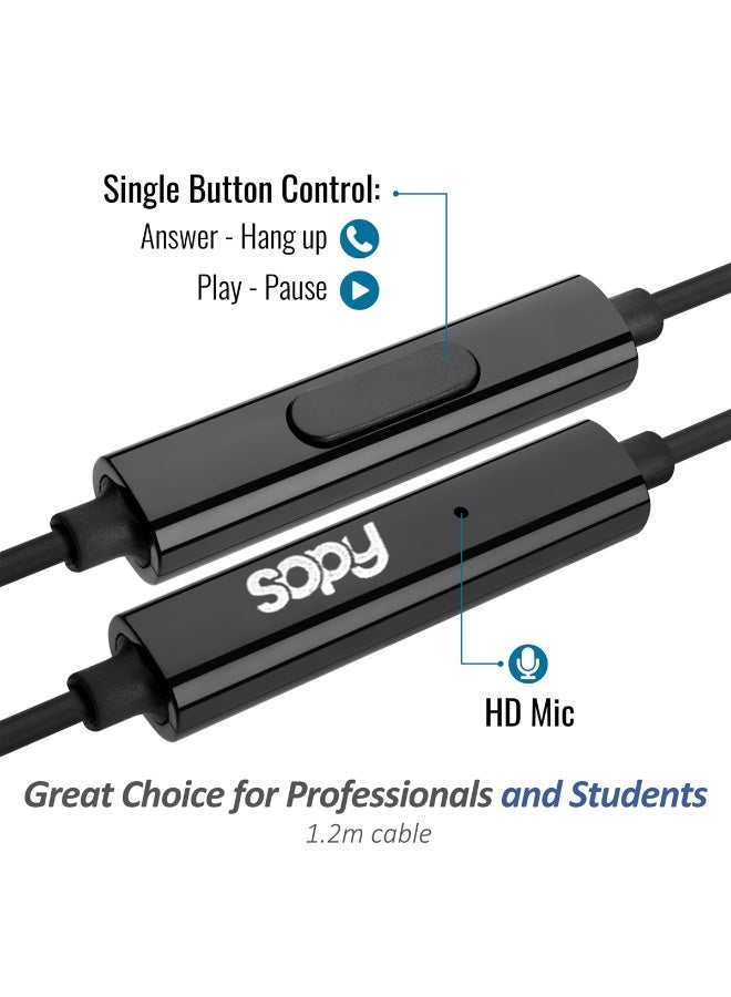 SOPY SP302 Type-C Stereo Earphones with HD Mic, 1.2m Cable, Single Button Control, Bass Acoustic Twin Turbo Circuit for Enhanced Sound, Comfortable Fit for Gaming, Music & Calls - Compatible with Android, iOS & Windows Devices. - Image 3