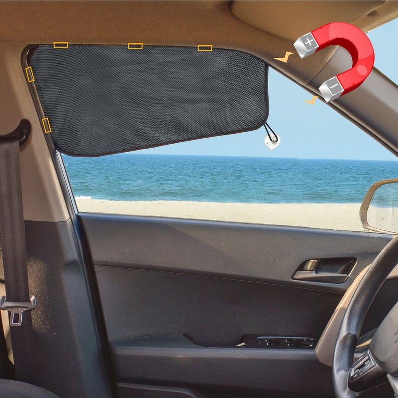 EcoNour Car Driver Front Window Sun Shade Magnetic Window Curtain Protects from Harmful Sun Rays for Drivers Side Window Screen Sunshade for Cars Prevents Sun Damage Black 1Piece - Image 2
