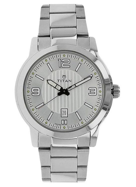 Titan Classic Analogue Silver Round Dial Silver Stainless Steel Strap Watch for Men-1730SM01 - Image 1