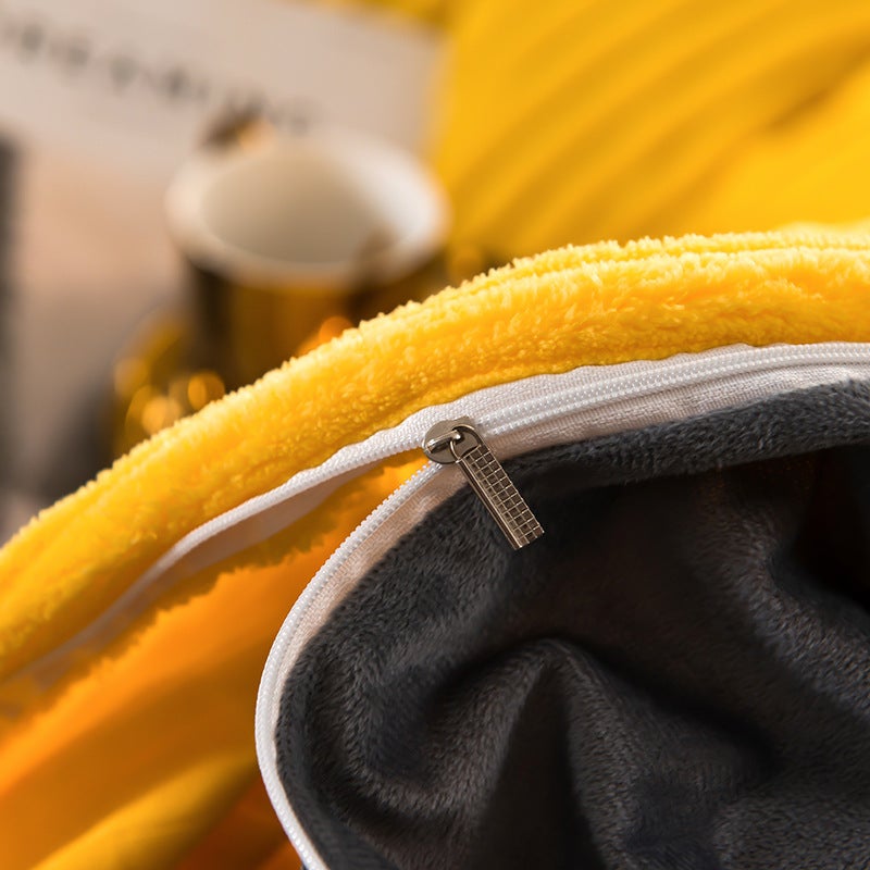 Magic Velvet Quilt Cover Milk Velvet Winter Thick One-Piece Quilt Cover Double-Sided Solid Color Faleinel Velvet Four-Piece Set - Image 4