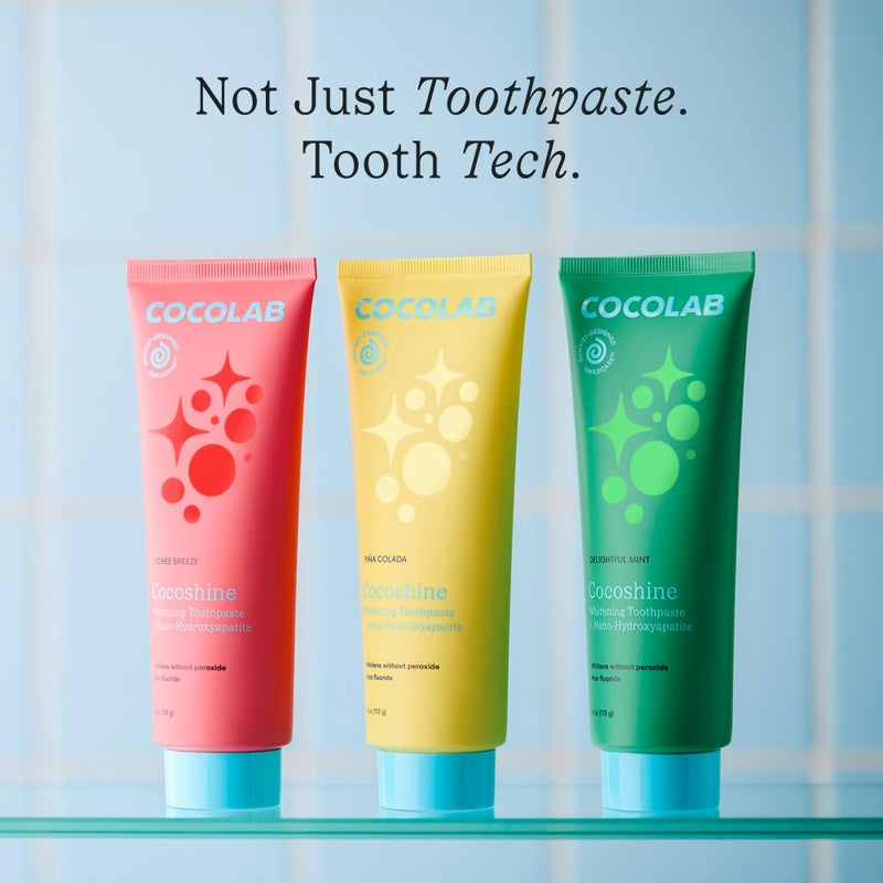 Cocolab Cocoshine Teeth Whitening Toothpaste by Cocolab, Nano-Hydroxyapatite Toothpaste, Non-Fluoride with Xylitol and Coconut Oil, Gently Formulated for Sensitive Teeth, for Adults and Kids, Mint, 4 Oz - Image 2