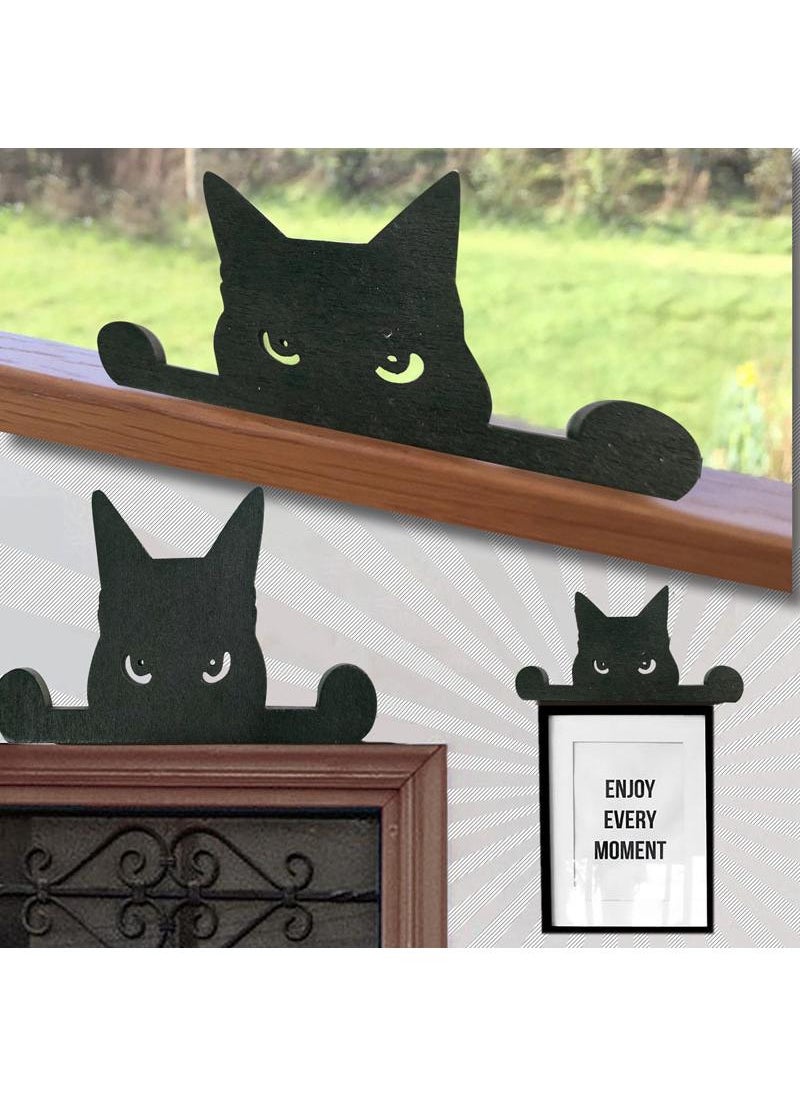 Y&D - Black Cat Window Sill Decoration Pendulum Home Living Room Bedroom Wooden Crafts Decoration-Small Size - Image 1
