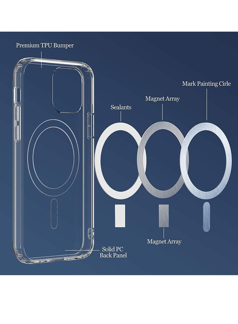 ten.tech Ten tech Magnetic Clear Case Designed for iPhone 12 pro max – Compatible with MagSafe Charger, Support Magnetic Car Mount Wireless Charging, Soft Press Buttons Scratch Resistant – ten tech - Image 3