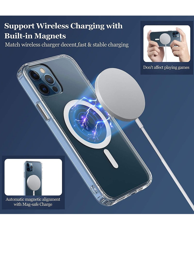 ten.tech Ten tech Magnetic Clear Case Designed for iPhone 12 pro max – Compatible with MagSafe Charger, Support Magnetic Car Mount Wireless Charging, Soft Press Buttons Scratch Resistant – ten tech - Image 4