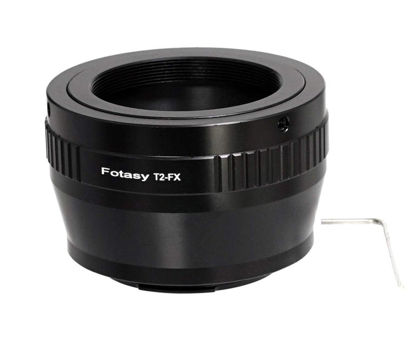 Fotasy Adjustable T2/ T Mount lens to Fuji X Adapter, T Mount to Fujifilm X Mount Adapter, Compatible with Fujifilm X-Mount Cameras X-Pro2 X-E2 X-E3 X-A5 X-M1 X-T1 X-T2 XT3 X-T10 X-T20 X-T30 X-H1 - Image 1