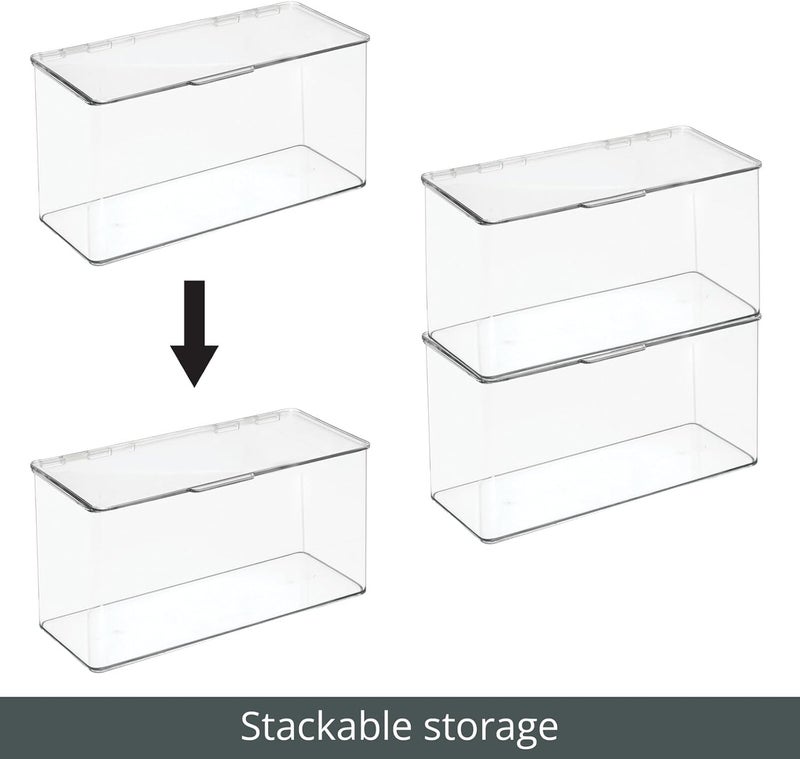 mDesign mDesign Plastic Bathroom Storage Organizer Box Containers with Hinged Lid for Vanity Drawers  Holds Lotions Face Towels Cotton Swabs Soap or Accessories  Lumiere Collection  4 Pack  Clear  - Image 5