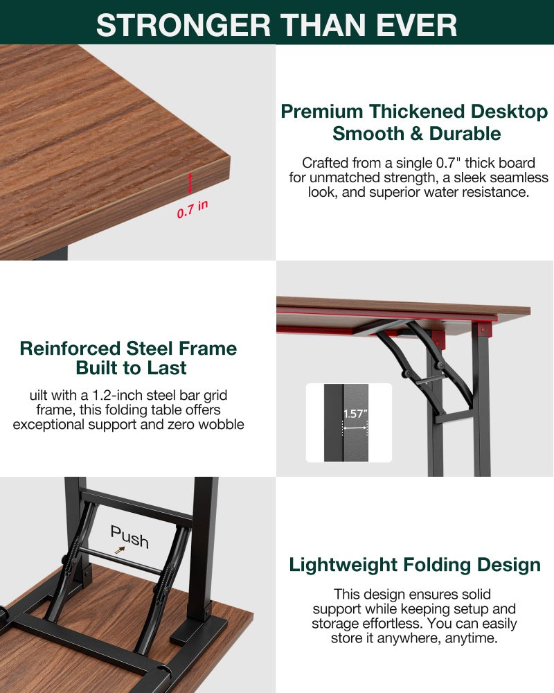 Frylr Small Folding Computer Desk â€“ Portable 35.8 Inch Foldable Laptop Table, No-Assembly, Collapsible and Compact for Easy Storage, Lightweight for Small Spaces, Craft and Study Use, Dark Walnut - Image 4