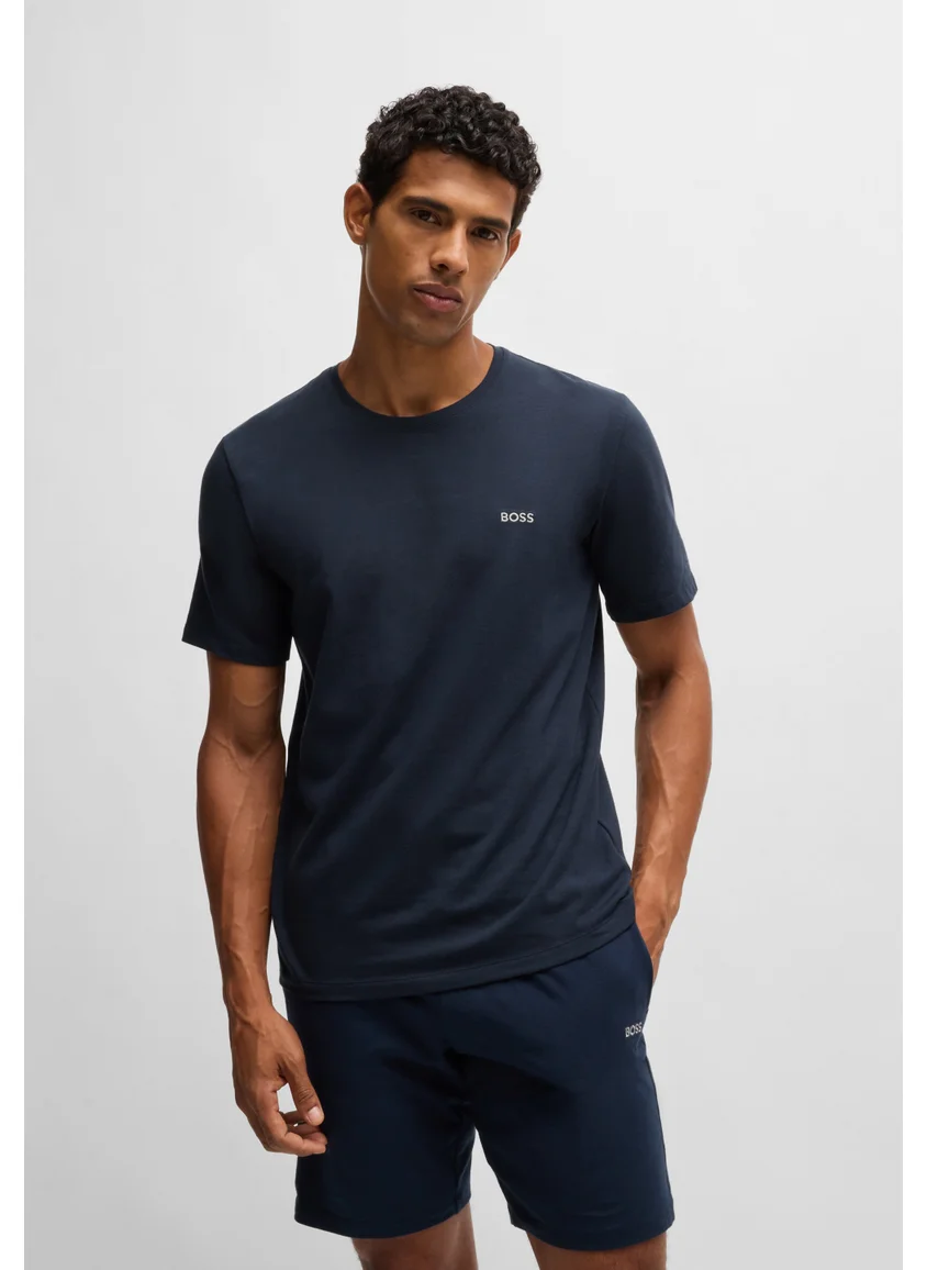 BOSS Stretch-cotton T-shirt with embroidered logo
