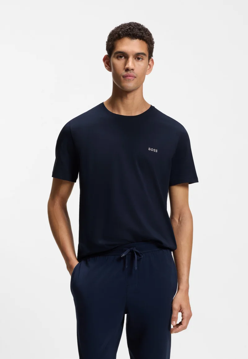 Stretch-cotton T-shirt with embroidered logo