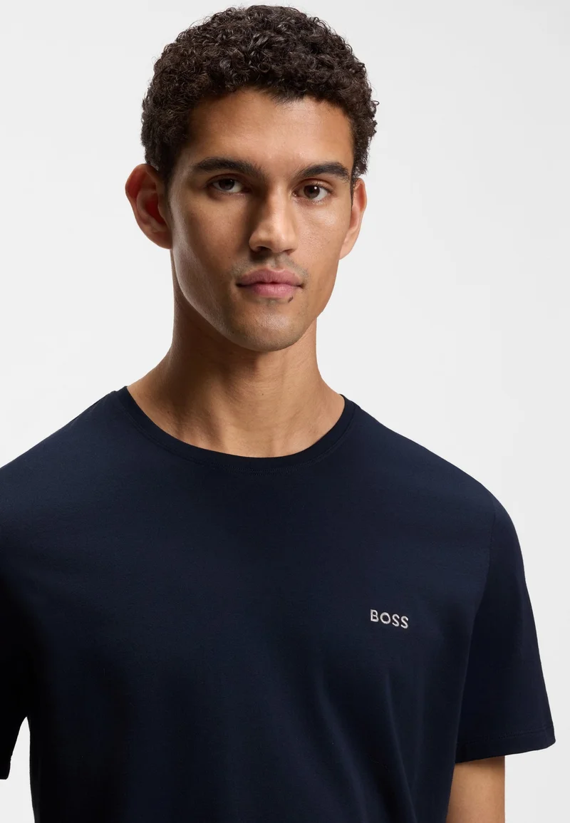 BOSS Stretch-cotton T-shirt with embroidered logo