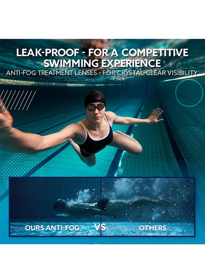 HS Professional Waterproof Swimming Goggles, Anti Fog Swimming Goggles With Ultra Wide And Crystal Clear View and UV Protection, Swim Goggles Kit Comes With Nose Clip And Earplugs - Image 5