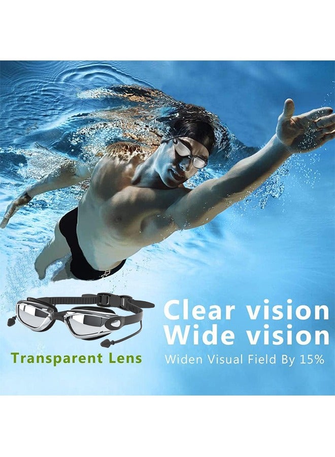 HS Professional Waterproof Swimming Goggles, Anti Fog Swimming Goggles With Ultra Wide And Crystal Clear View and UV Protection, Swim Goggles Kit Comes With Nose Clip And Earplugs - Image 4