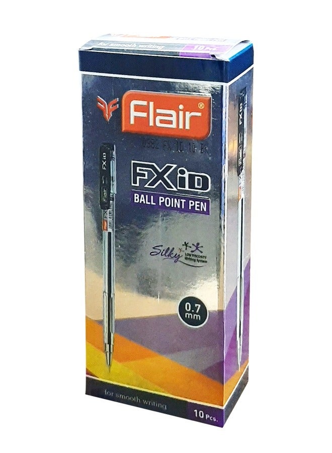 Flair قلم حبر جاف FX ID مقاس 0.7 مم، مجموعة من 10 قطع، أسود - Image 1