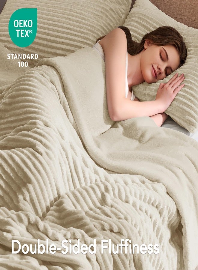Quataly Fluffy Queen Comforter Set 3 Pieces - Soft & Fuzzy Linen Comforters Queen Size for Winter Fleece Bedding Set,1 Luxury Down Alternative Comforter with 2 Pillow Shams - Image 3