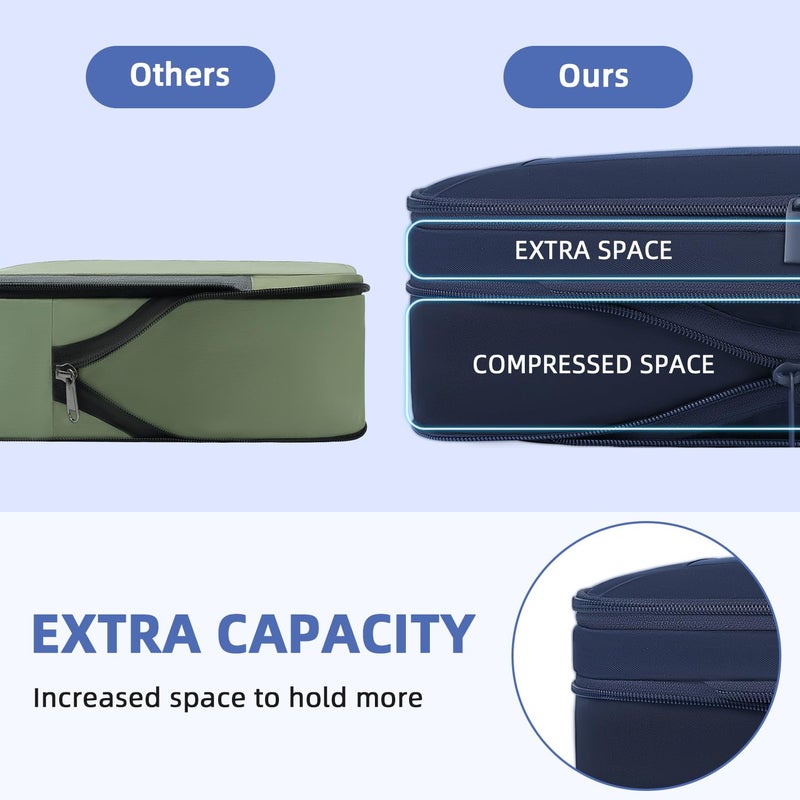 BAGAIL 4 Set/6 Set/8 Set Compression Packing Cubes Travel Accessories Expandable Packing Organizers (Square Mesh, 06-Navy) - Image 3