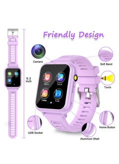 Generic Kids Smart Watch, Smart Game Watch with 24 Games, HD Touch Screen, Video, Camera, Music Player, Pedometer, Flashlight, Alarm Clock,  Kids Watches for 5-12 Year Olds Boy/Girl (Purple)  - Image 3