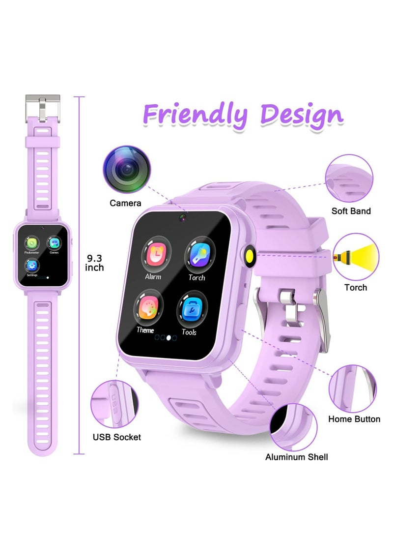 Generic Kids Smart Watch, Smart Game Watch with 24 Games, HD Touch Screen, Video, Music Player, Pedometer, Flashlight, Alarm Clock,  Kids Watches for 5-12 Year Olds Boy/Girl (Purple)  - Image 3