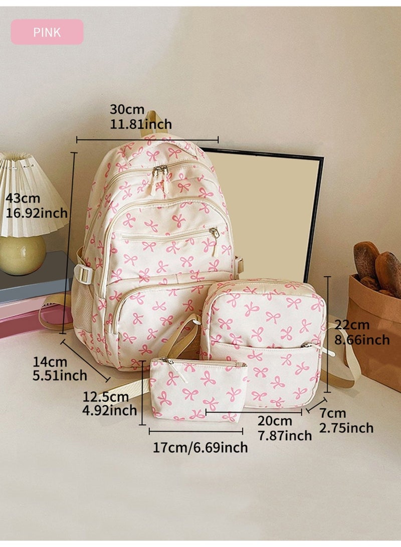 Three-piece set - junior school girl college student backpack - Japanese-style Instagram-worthy large-capacity backpack for traveling, lightweight and fashionable. - Image 3