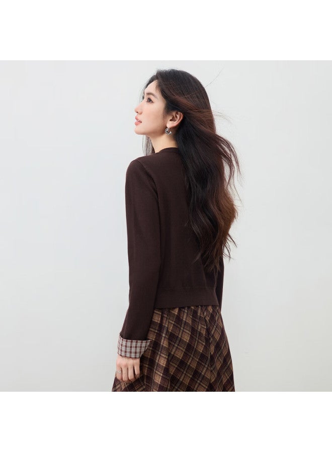 Sentubila Shangdu Bila Casual Commuter Two-piece Knitwear Women Spring Autumn Round Neck Letter Embroidered Cardigan Versatile Designer Top - Image 1