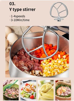 sokany Stand Mixer Kitchen Machine,11L/6 Speed 1700W Electric Food Mixer with Stainless Steel Mixing Bowl  with Pulse or Eject Button Whisk Beaters Dough Hook,Ideal for Bread and Dough,SK-269,Silver  - Image 5