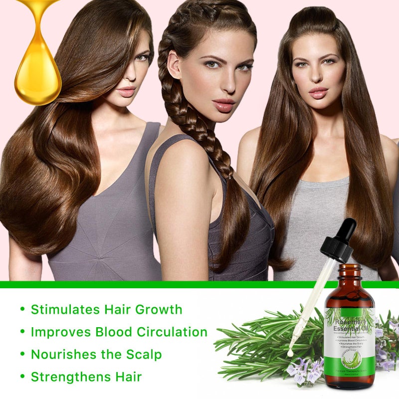 ATOANY Rosemary Oil for Hair Growth 2.02 Fl Oz with Scalp Massager, Pure Rosemary Essential Oil for Eyelashs, Eyebrows, Face, Skin Care, Body Massage, Nourishes The Scalp, Improve Blood Circulation - Image 2