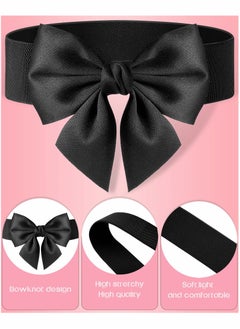 Excefore Wide Elastic Belt Women's Bowknot Belt Ladies Stretchy Bow Belt for  Party Casual Matching Women Dresses  2 Pcs  - Image 4