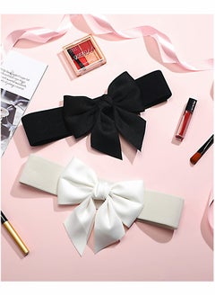 Excefore Wide Elastic Belt Women's Bowknot Belt Ladies Stretchy Bow Belt for  Party Casual Matching Women Dresses  2 Pcs  - Image 2