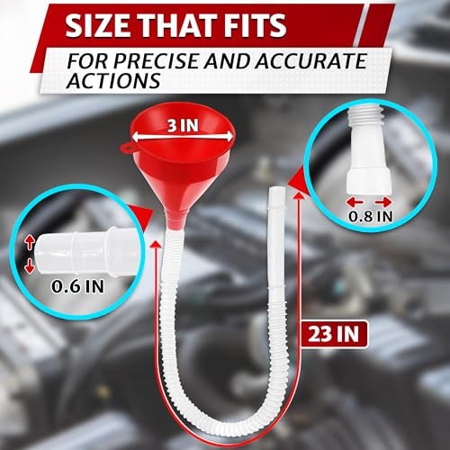 PIKTIME Long Flexible Funnel with Hose - 3'' Wide 23'' Long Oil Funnel with Hose Long Funnel for Transmission Fluid - Long Funnel with Flexible Hose Water Funnel with Tube Watering Funnel - Image 2