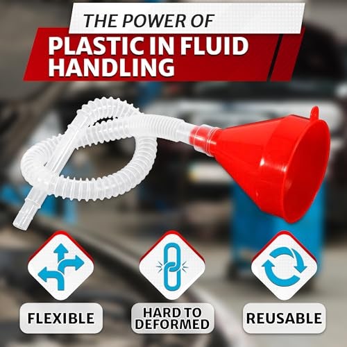 PIKTIME Long Flexible Funnel with Hose - 3'' Wide 23'' Long Oil Funnel with Hose Long Funnel for Transmission Fluid - Long Funnel with Flexible Hose Water Funnel with Tube Watering Funnel - Image 3