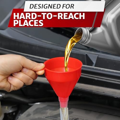 PIKTIME Long Flexible Funnel with Hose - 3'' Wide 23'' Long Oil Funnel with Hose Long Funnel for Transmission Fluid - Long Funnel with Flexible Hose Water Funnel with Tube Watering Funnel - Image 5