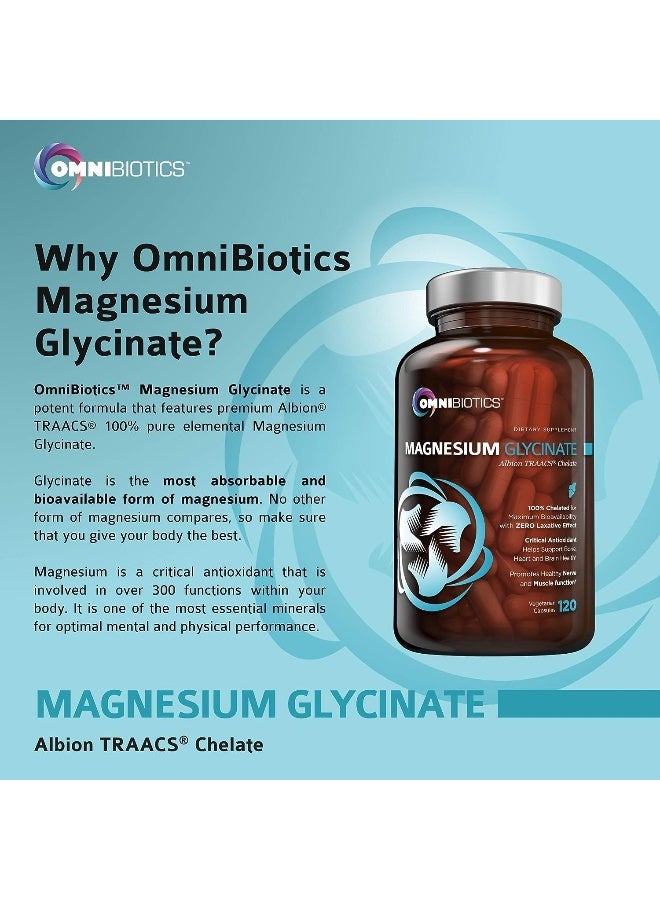OmniBiotics Magnesium Glycinate Pure Albion TRAACS Bisglycinate Chelate Supplement - 200mg - 120 Vegetarian Capsules - Image 5