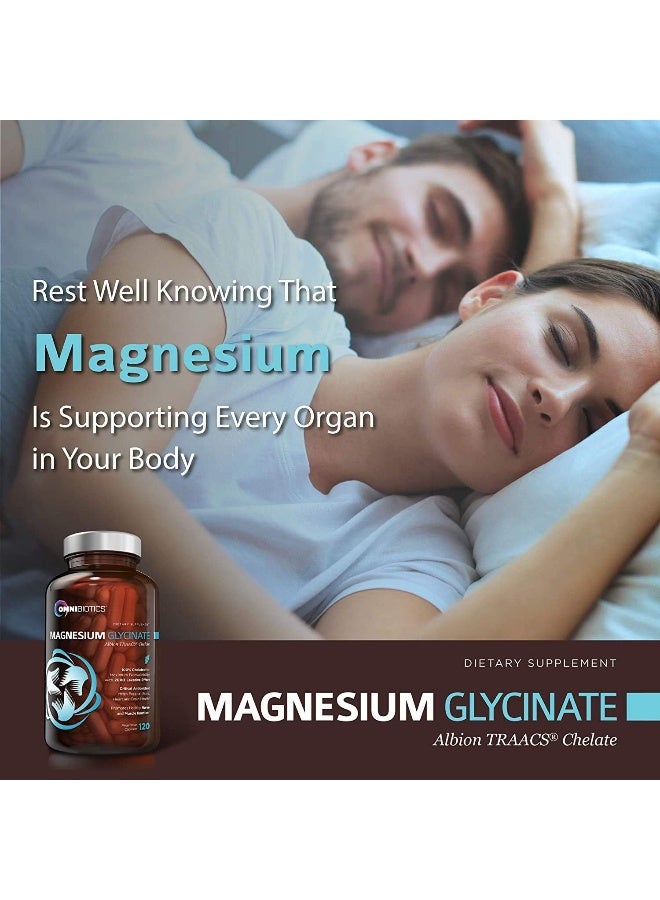 OmniBiotics Magnesium Glycinate Pure Albion TRAACS Bisglycinate Chelate Supplement - 200mg - 120 Vegetarian Capsules - Image 4