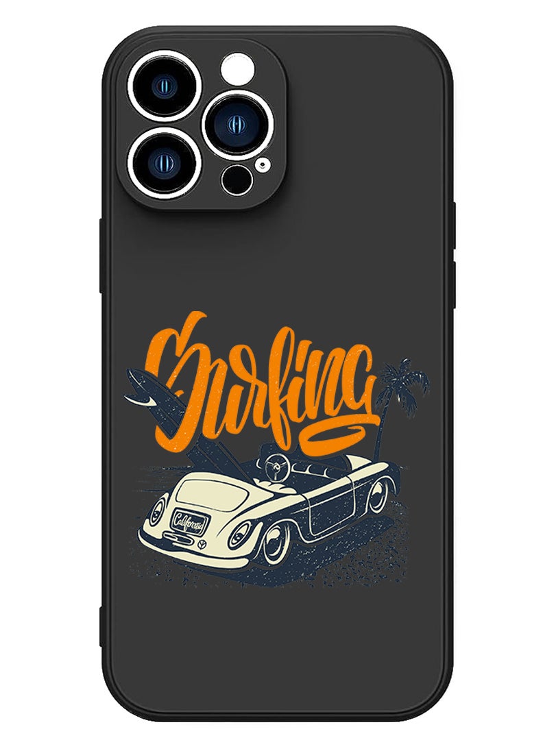 Theodor Protective Slim Fit Case Liquid Silicone Cover with Full Body Protection Anti-Scratch Shockproof Case For iPhone 14 Pro Black  - Surfing for life copy - Image 1