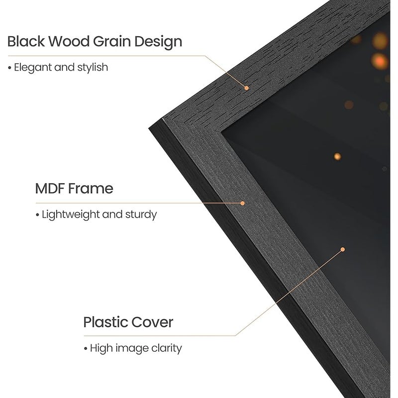 upsimples 18x24 Frames 3 Pack, Black Wood Grain MDF Large Picture Frame with Vertical & Horizontal Wall Hanging, Fits Posters, Art Prints & Gallery Wall - Image 4