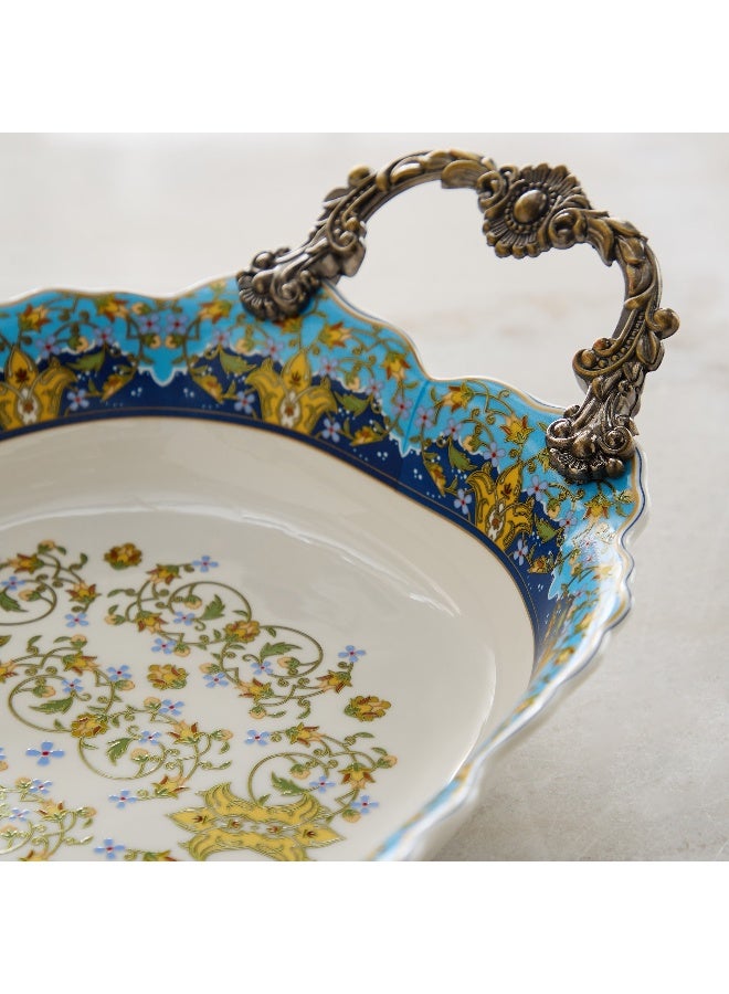 Home Box Angelic Serving Platter with Handle - Blue and White - Image 3