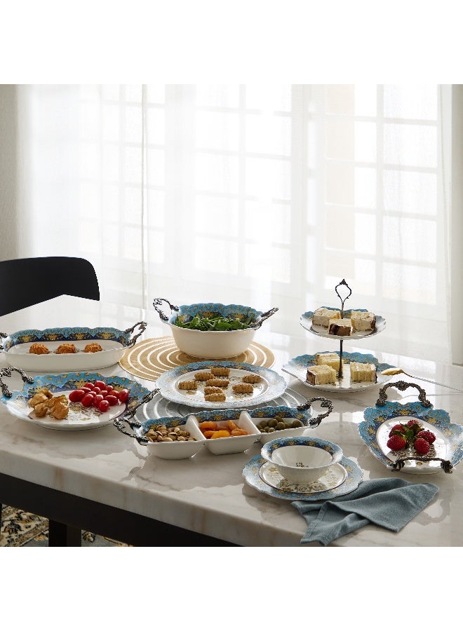 Home Box Angelic Serving Platter with Handle - Blue and White - Image 4