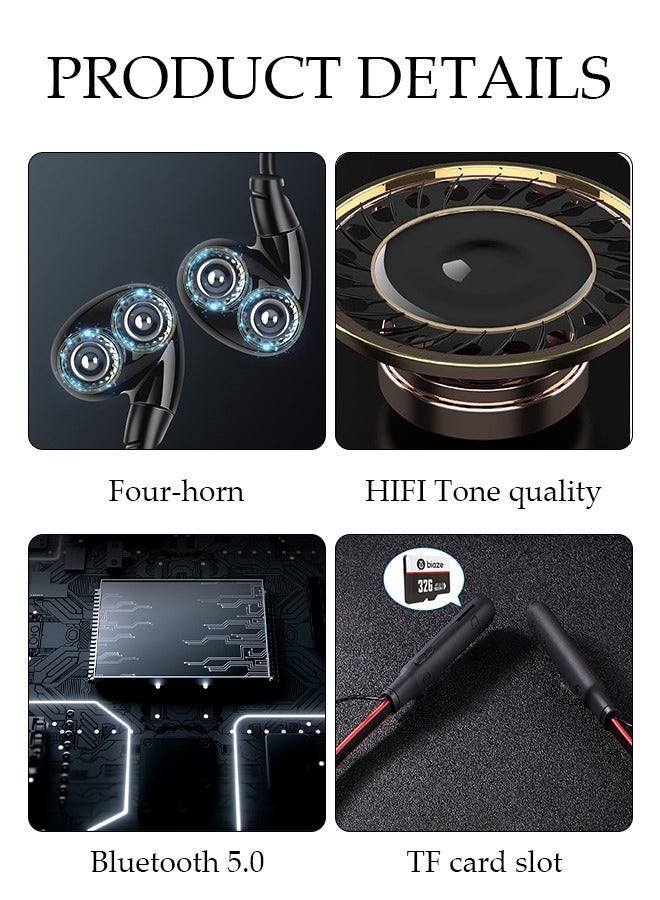 DUNISO Neckband Bluetooth Headphones IPX5 Sweatproof HiFi Deep Bass Gym Headset with Microphone for Phone Call Music Sports Bluetooth V5.1 Headset - Image 3