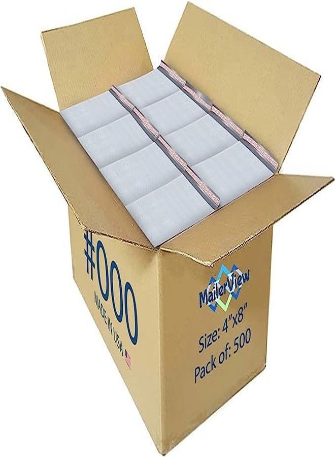 MAILERVIEW White Small Bubble Mailers 4x8 Inch #000 | Thick Padded Poly Bubble Mailer Envelopes | Bubble Envelopes | Waterproof Mailing Envelopes | 500 Pack Bulk | Trading Card sports card Shipping | USA Made - Image 1