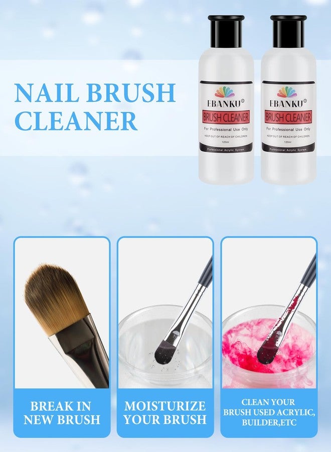 EBANKU 120ml Acrylic Nail Brush Cleaner, 3 in 1 Nail Art Brushes Conditioner Nail Brush Clean Solution Quickly Clean With Glass Cup and Scrub Brush for Solid Gel Polish/Nail Extension Gel - Image 2