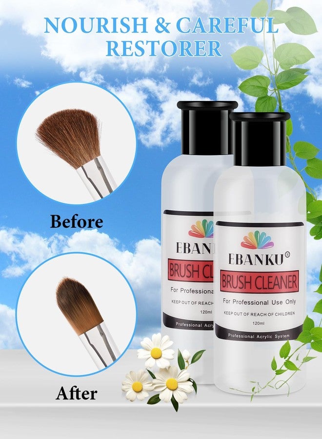 EBANKU 120ml Acrylic Nail Brush Cleaner, 3 in 1 Nail Art Brushes Conditioner Nail Brush Clean Solution Quickly Clean With Glass Cup and Scrub Brush for Solid Gel Polish/Nail Extension Gel - Image 3